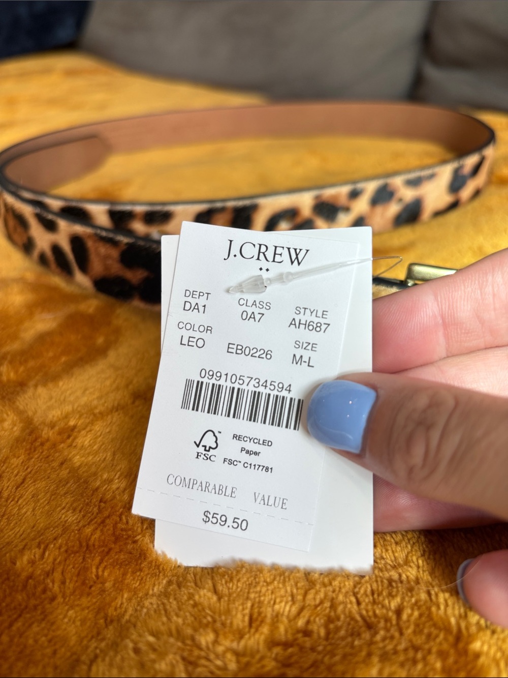 J. Crew Factory Leopard Print Leather Belt with Gold Buckle - Picture 3 of 10